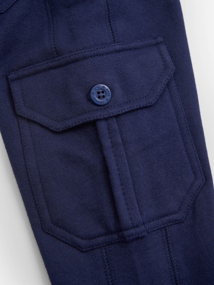JoJo Maman Bébé Navy Blue & Khaki Green 2-Pack Cargo Joggers - Image 10 of 10