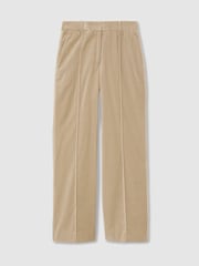 Reiss Blonde Neutral Nessa Velvet Flared Pintuck Suit Trousers - Image 2 of 8