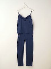 Truly Midnight Set mit Trägertop aus Seide und Hose, Blau - Bild 4 von 4