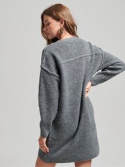 Superdry Grey Slouch V-Neck Knit Dress - Image 2 of 7