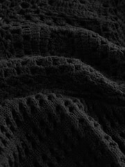 Black Crochet Woven Short Sleeve Top - Image 6 of 6