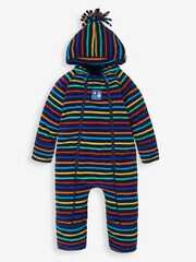 JoJo Maman Bébé White Rainbow Cosy Polarfleece All-In-One - Image 1 of 3