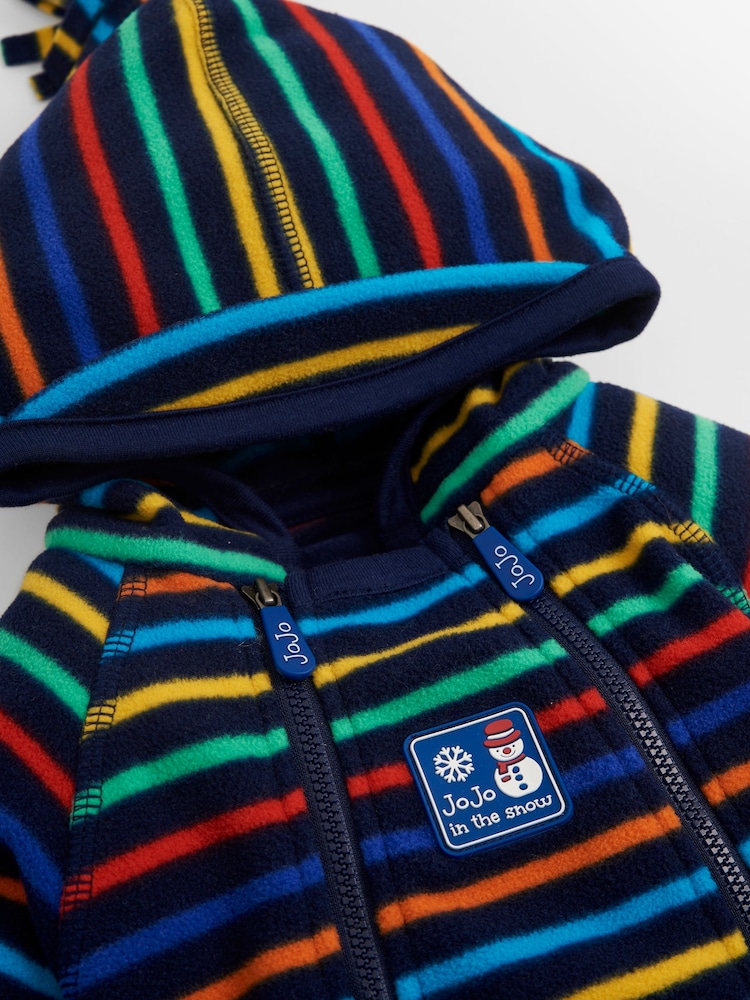 JoJo Maman Bébé White Rainbow Cosy Polarfleece All-In-One - Image 2 of 3