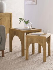 Natural Arches Mango Wood Effect Set of 2 Nest of Table - Image 1 of 6