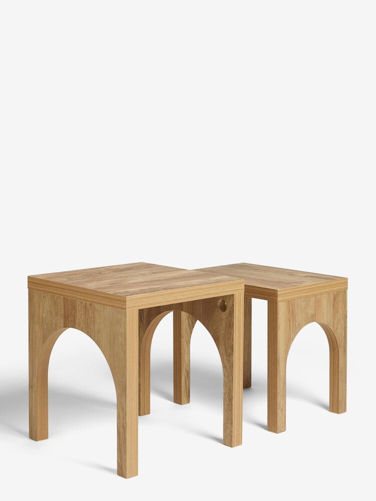 Natural Arches Mango Wood Effect Set of 2 Nest of Table - Image 6 of 6