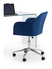 Julian Bowen Blue Kahlo Velvet Swivel Office Chair - Image 2 of 8