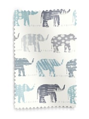 Azure Blue Kids Patterned Elephants Made To Measure 100% Cotton Curtains - Image 9 of 9