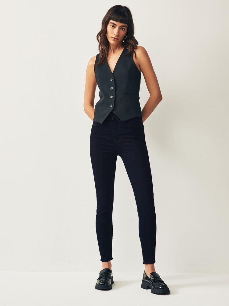 7 For All Mankind Blue Aubrey High Waisted Skinny Jeans - Image 2 of 5