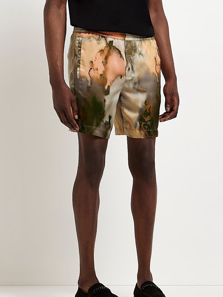 River Island Green Watercolour Laundry Shorts - Image 2 of 5 River Island Green Watercolour Laundry Shorts - Image 2 of 5