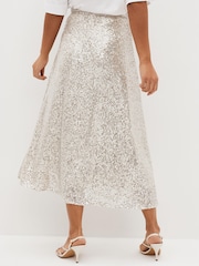Olivia Rubin Silver Penelope Sequin Midi Skirt - Image 2 of 4