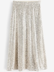 Olivia Rubin Silver Penelope Sequin Midi Skirt - Image 4 of 4