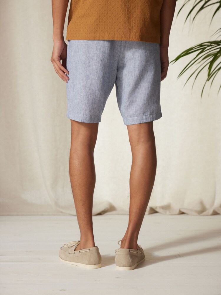 Light Blue Linen Blend Chino Shorts - Image 3 of 9