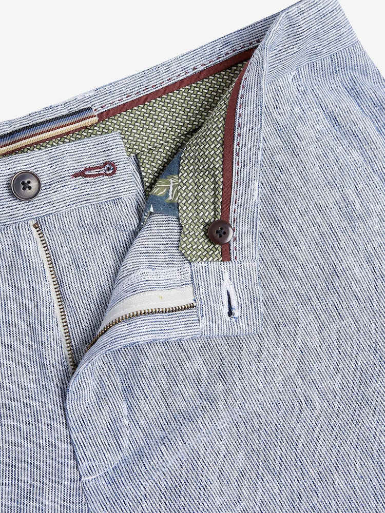 Light Blue Linen Blend Chino Shorts - Image 7 of 9