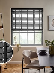 Black Charcoal Grey 50mm Slat Venetian Blinds - Image 1 of 4