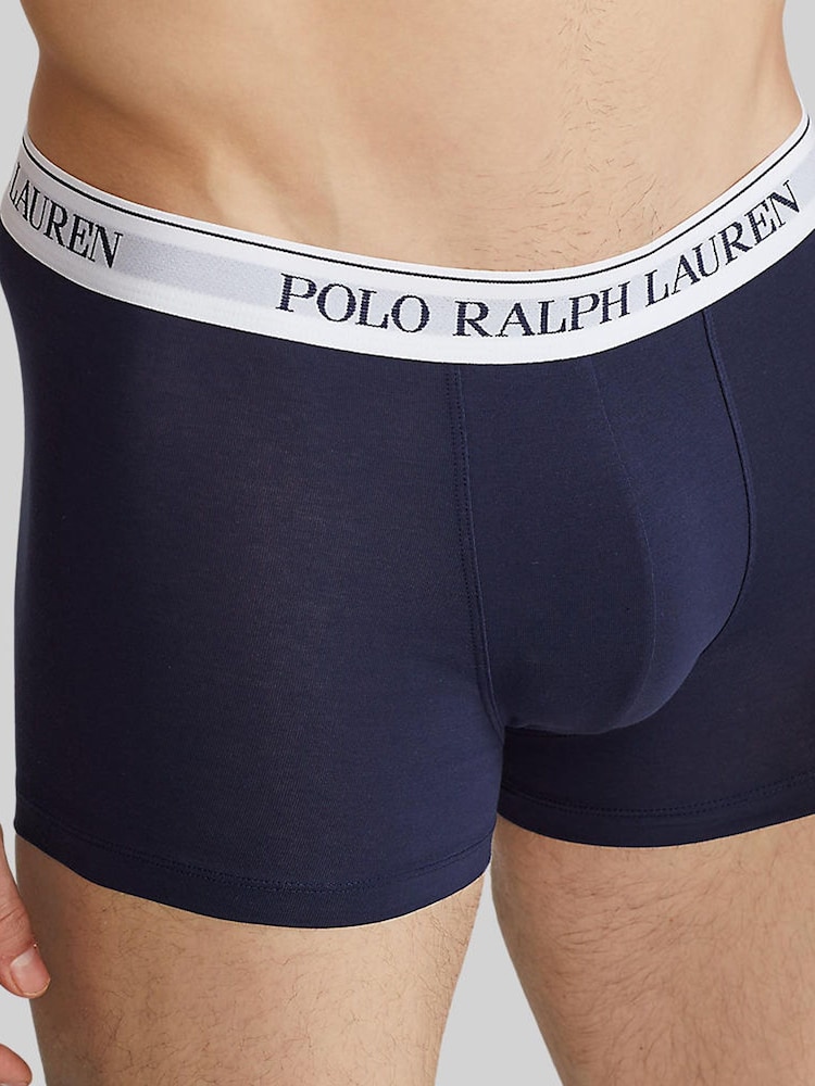 Темно-синий/белый - Polo Ralph Lauren Stretch Cotton Boxers 3 Pack - Image 4 of 4