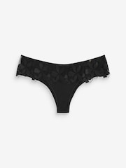 Black Brazilian Floral Embroidered Knickers - Image 4 of 4