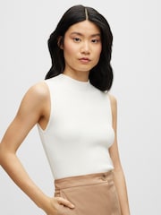 BOSS White Sleeveless Mock-Jumper - Image 1 of 5