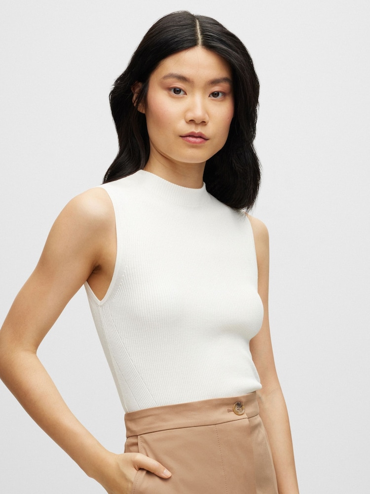 BOSS White Sleeveless Mock-Jumper - Image 1 of 5