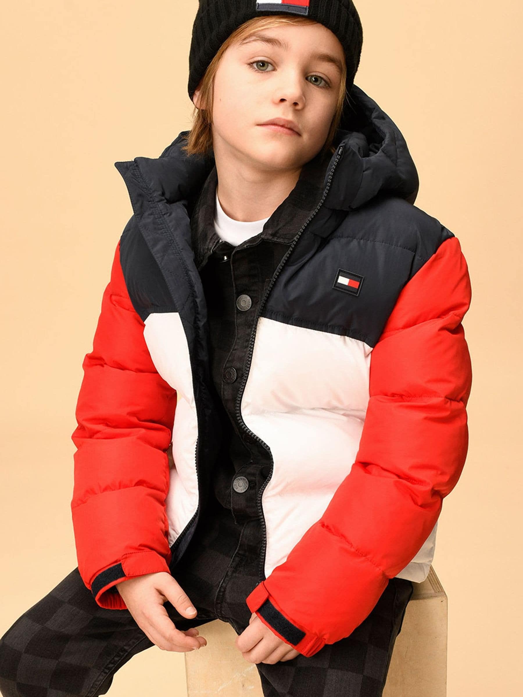 Red tommy hilfiger bubble jacket online