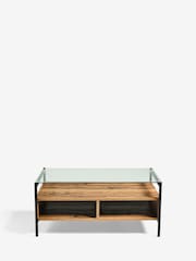 Dark Bronx Oak Effect Glass Coffee Table - Image 3 of 8