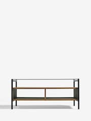 Dark Bronx Oak Effect Glass Coffee Table - Image 5 of 8