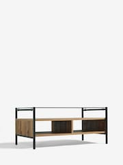 Dark Bronx Oak Effect Glass Coffee Table - Image 6 of 8