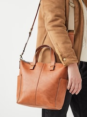 Hellbraun - Shopper-Tasche mit kontrastierenden Tragegriffen - Bild 1 von 6
