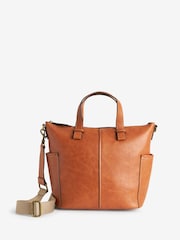 Hellbraun - Shopper-Tasche mit kontrastierenden Tragegriffen - Bild 2 von 6