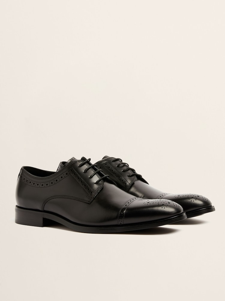 MOSS Black Brogue John Lucan Shoes - Image 1 of 4