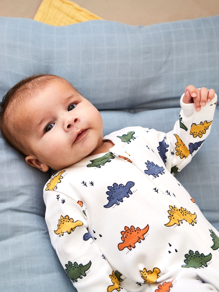 Weiß Dinosaurier mehrfarbig - Jojo Maman Bébé Bedruckter Baby-Schlafanzug aus Baumwolle mit Reißverschluss - Bild 2 von 5 Weiß Dinosaurier mehrfarbig - Jojo Maman Bébé Bedruckter Baby-Schlafanzug aus Baumwolle mit Reißverschluss - Bild 2 von 5