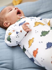 Blanc Multi Dinosaure - Dors-bien JoJo Maman Bébé zippé en coton pour bébé - Image 3 of 5