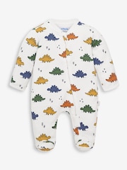 Blanc Multi Dinosaure - Dors-bien JoJo Maman Bébé zippé en coton pour bébé - Image 4 of 5