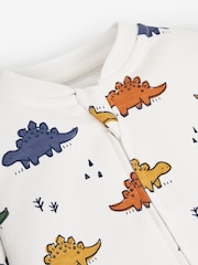 Blanc Multi Dinosaure - Dors-bien JoJo Maman Bébé zippé en coton pour bébé - Image 5 of 5