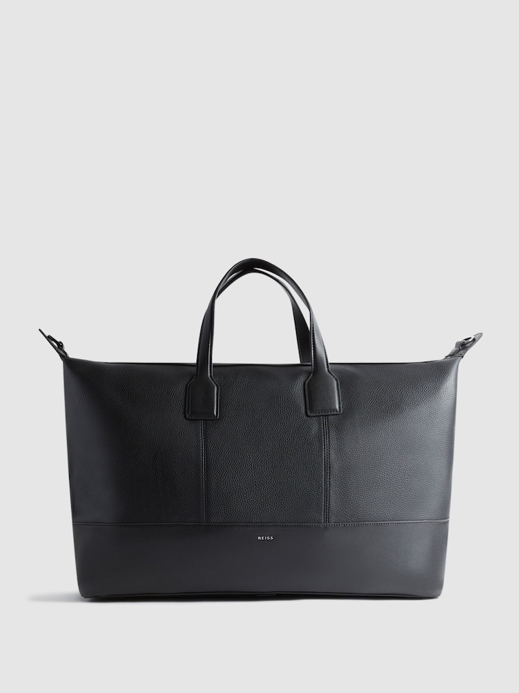 Reiss Black Carter Leather Holdall - Image 1 of 7