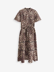 Leopard Print Zip Neck Midi Dress - Image 4 of 4