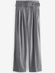 Rochelle Grey Stripe Belted Wide Leg Tailored Trousers - Image 4 of 4