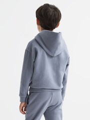 Reiss Ashley Blue Alexander Oversized Cotton Jersey Hoodie - Image 4 of 5