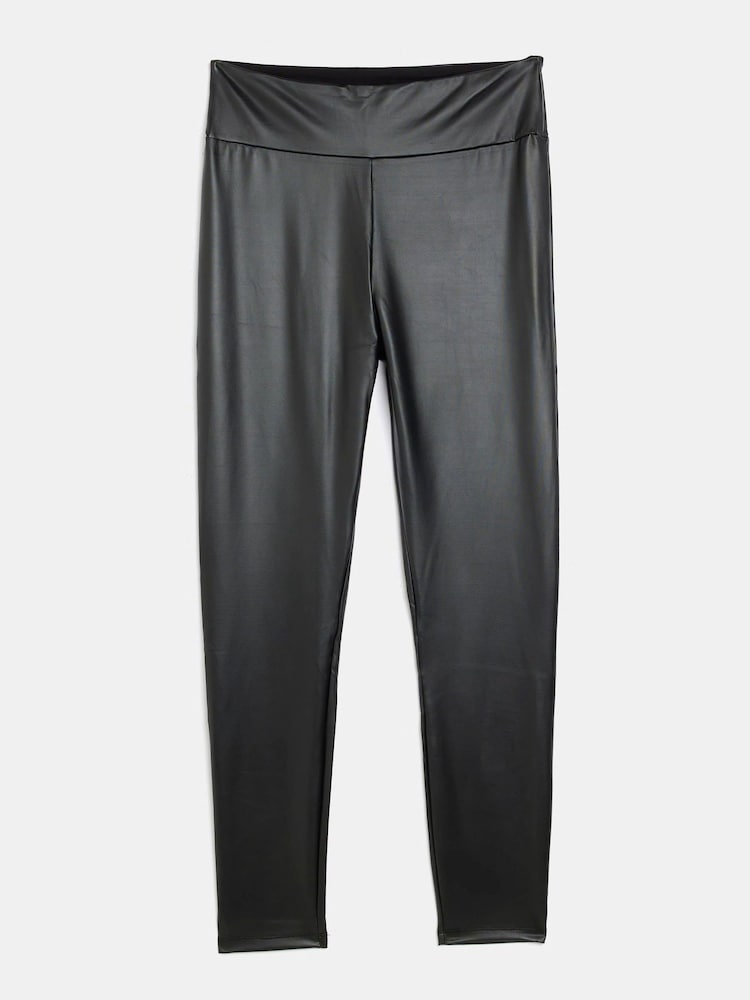 River Island High Waist Matt Coated Black Leggings - Image 4 of 4 River Island High Waist Matt Coated Black Leggings - Image 4 of 4