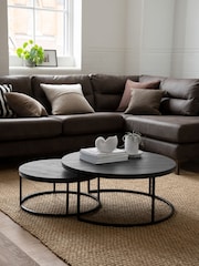 Black Bronx Nest of 2, Round Coffee Table - Image 1 of 8