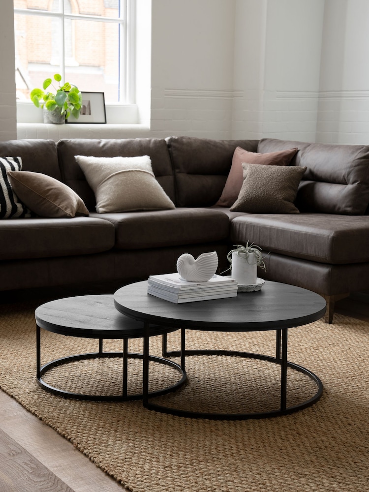 Black Bronx Nest of 2, Round Coffee Table - Image 1 of 8