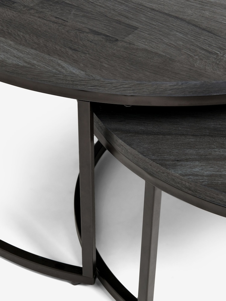 Black Bronx Nest of 2, Round Coffee Table - Image 2 of 8