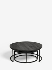Black Bronx Nest of 2, Round Coffee Table - Image 6 of 8