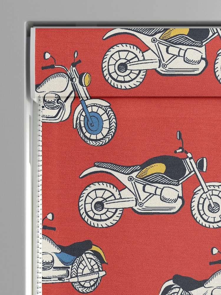 Cath Kidston Red Kids Motorbikes Made To Measure Roman 100% Cotton Blind - Image 3 of 6