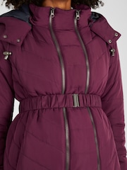 JoJo Maman Bébé Wine Red 2-in-1 Maternity Puffer Jacket - Image 4 of 4