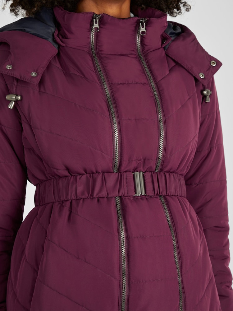 JoJo Maman Bébé Wine Red 2-in-1 Maternity Puffer Jacket - Image 4 of 4