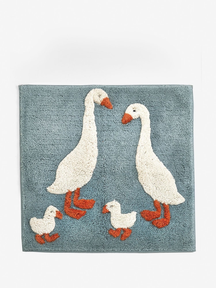 Teal Blue Goose And Friends 100% Cotton Shower Mat - Image 3 of 4