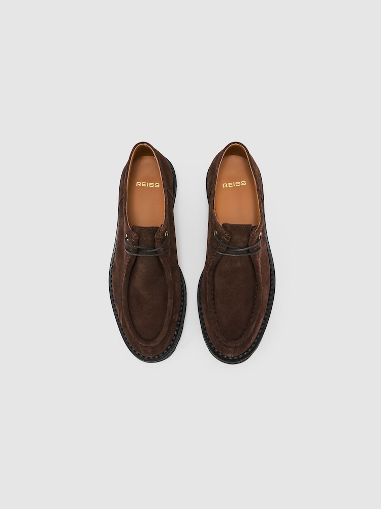 Reiss Brown Hatton Suede Lace-Up Moccasin Shoes - Image 2 of 4 Reiss Brown Hatton Suede Lace-Up Moccasin Shoes - Image 2 of 4