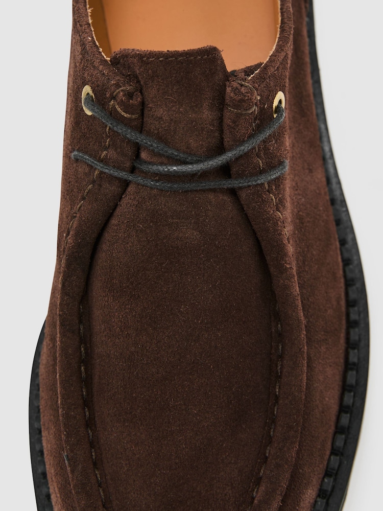 Reiss Brown Hatton Suede Lace-Up Moccasin Shoes - Image 4 of 4 Reiss Brown Hatton Suede Lace-Up Moccasin Shoes - Image 4 of 4
