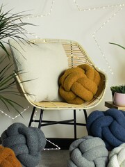 furn. Yellow Boucle Knot Cushion - Image 2 of 4