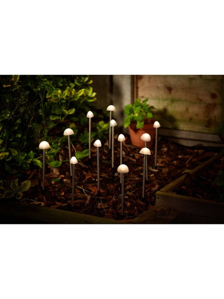 SolarCentre Set of 12 Silver Elan Solar Mushroom Outdoor Lights - Image 2 of 2